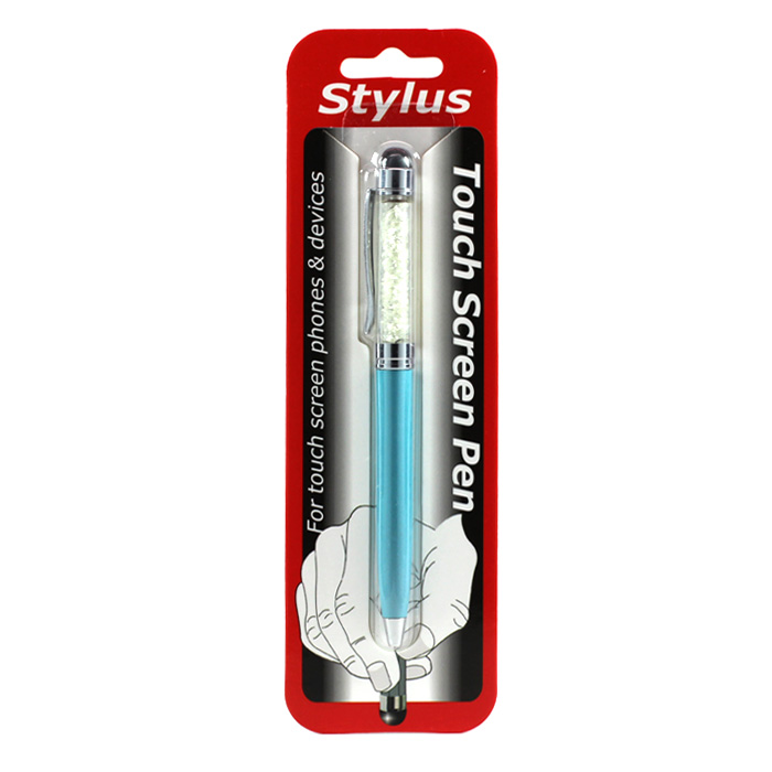 2 in 1 GLITTER Stylus Touch Pen with Writing Pen (Blue)
